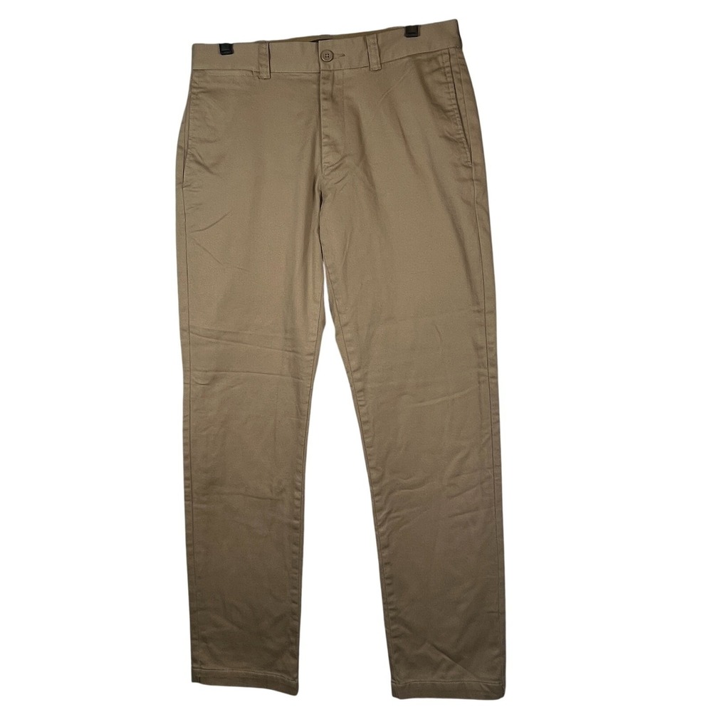 J.Crew Mercantile Mens 31x32 Khaki Flex Flat Front Chino Pants Cotton Stretch